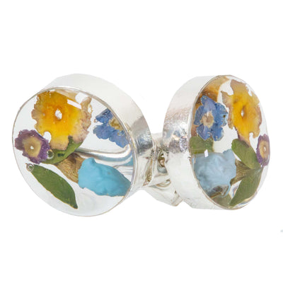 Pressed Flower Bouquet Round Stud Earrings - MIXED COLORS