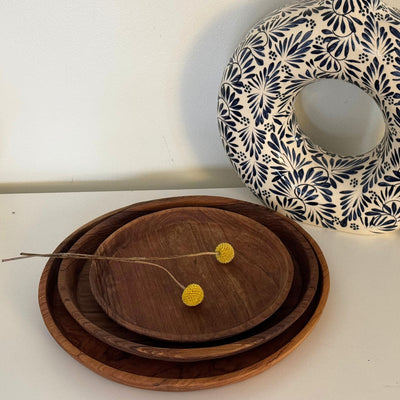 Round Olive Wood Serving Tray, Small