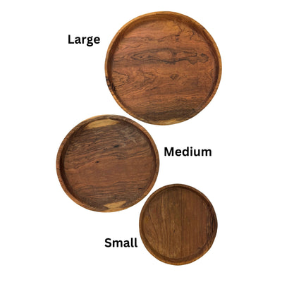 Round Olive Wood Serving Tray, Small