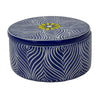 Soapstone Blue Round Box with Yellow Flower Accent