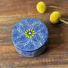 Soapstone Blue Round Box with Yellow Flower Accent