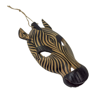 Small Hand-carved Wood African Zebra Mask Wall Hanging or Ornament