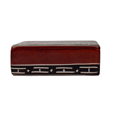 Soapstone Carved Box, Brown Mudcloth Giraffes