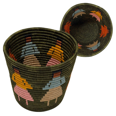 African Rwanda People Baskets - Mixed Colors 10 inch