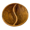 Large Round Olive Wood Divided Serving Platter with Batik bone Accent