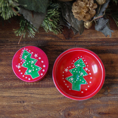 Soapstone Christmas Tree Round Box