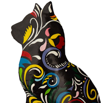 2NDs MINOR IMPERFECTIONS - Thoughtful Kitty Painted Haitian Steel Drum Wall Art, 14.5 inch