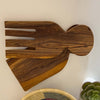 Four Prong Olive Wood Serving Set