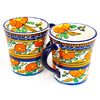 Set of 2 Flared Coffee Mugs, Orange Flower