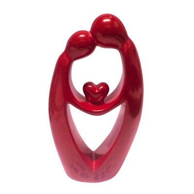 Soapstone Lovers with Cherished Heart Sculpture - Red