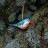 Handpainted Blue Robin Bird Ornament Recycled Paper Mache