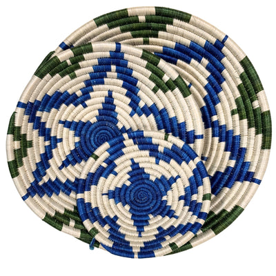 African Rwanda Baskets Home & Wall Decor-Set/3 Blue Burst - MIXED DESIGNS/COLORS