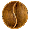 Large Round Olive Wood Divided Serving Platter with Batik bone Accent