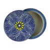 Soapstone Blue Round Box with Yellow Flower Accent