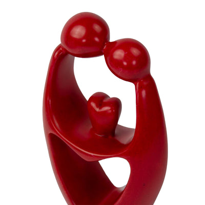 Soapstone Lovers with Cherished Heart Sculpture - Red