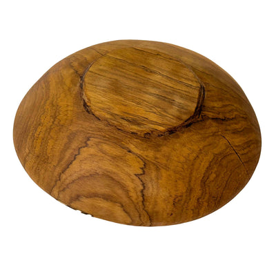 Large Round Olive Wood Divided Serving Platter with Batik bone Accent