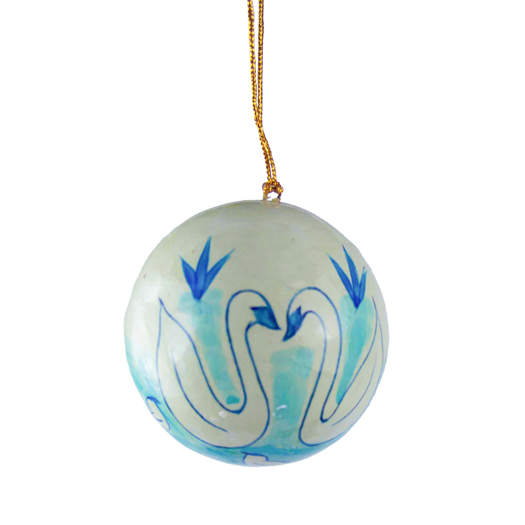 Handpainted Paper Mache Swan Paper Ornament