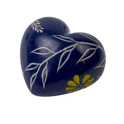 10-Pack - Blue Soapstone Hearts with Designs (4cm)