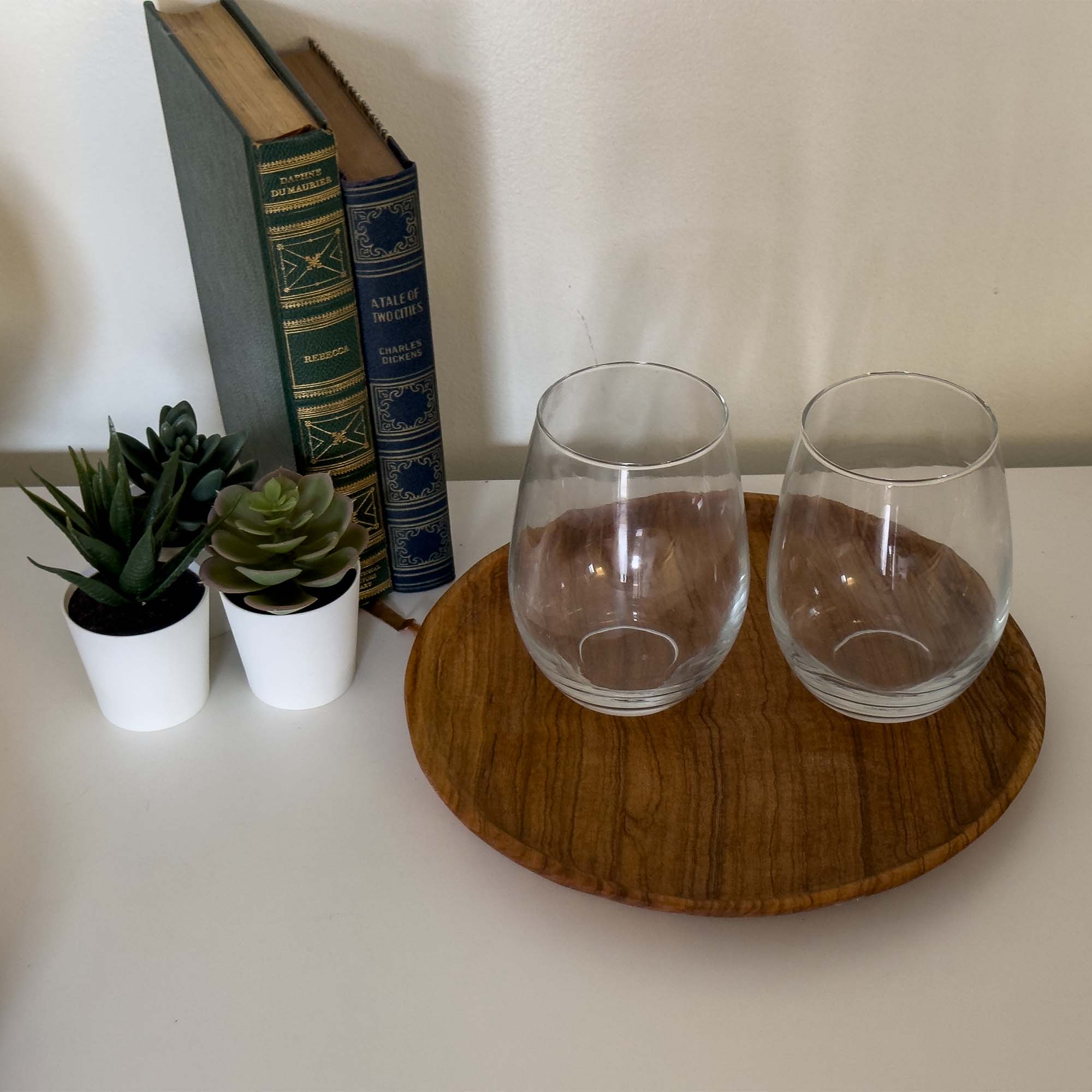 Round Olive Wood Serving Tray, Medium