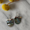 Alpaca Silver Abalone Geo Dangle Earrings