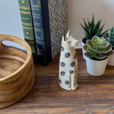 Soapstone Sitting Cat - Mixed Design in Neutrals