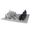 Soapstone Hand-Carved Chess Set - African Maasai Tribe Pieces - Grey/Natural Stone