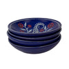 4 - PACK Soapstone Blue Dish with Red Flower Accents - Pack of 4