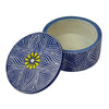 Soapstone Blue Round Box with Yellow Flower Accent