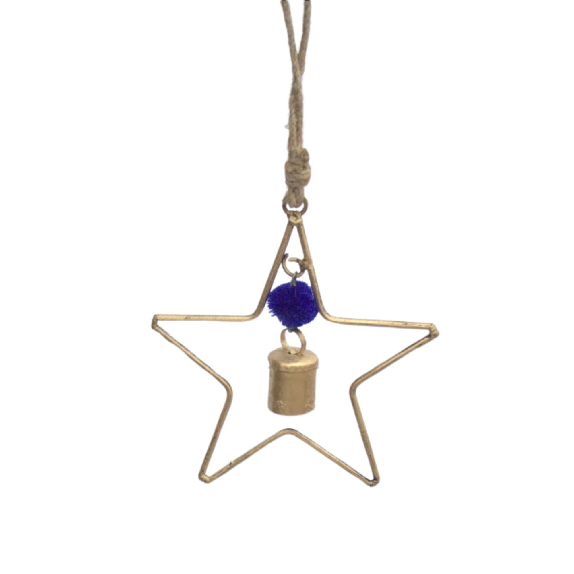 Handcrafted Recycled Iron Star Chime with Bell