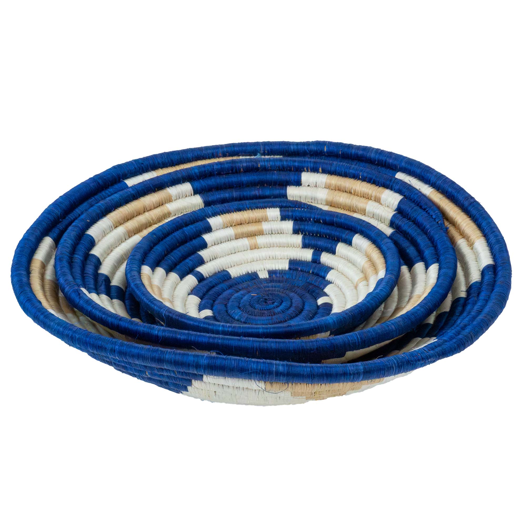 African Rwanda Baskets Home & Wall Decor-Set/3 Blue Burst - MIXED DESIGNS/COLORS