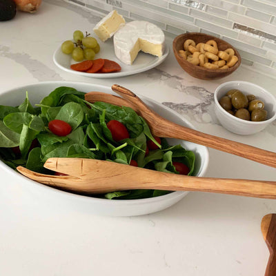 Olive Wood Serving Set, Medium Helping Hands