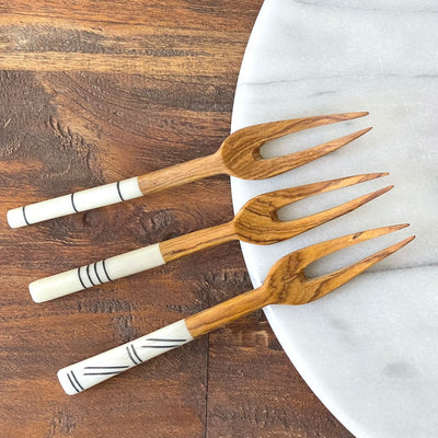 Simple Batik Olive Wood Fork Set of 3