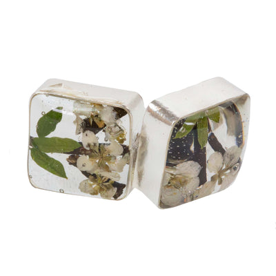 Pressed Flower Square Stud Earrings - MIXED COLORS