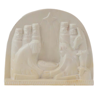 Hand-Carved Soapstone Kenya Nativity Scene Plaque Sculpture