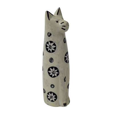 Soapstone Sitting Cat - Mixed Design in Neutrals