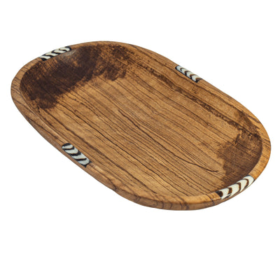 2nd - X-Large Oval Olive Wood Bowl with Bone Inlay Accent