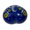 Large Soapstone Blue Puffy Heart with Yellow Flower Carvings