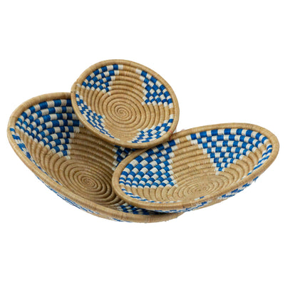 African Rwanda Baskets Home & Wall Decor-Set/3 Earth Tones, Set of 3