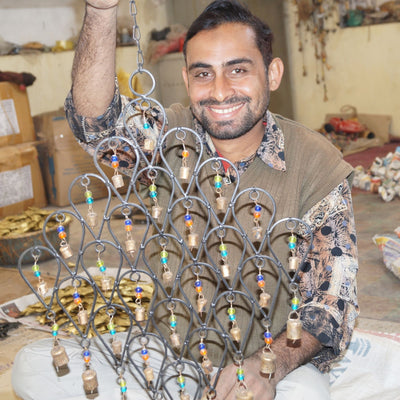 Handcrafted Recycled Iron Star Chime with Bell