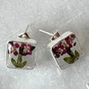 Pressed Flower Square Stud Purple Tree Earrings