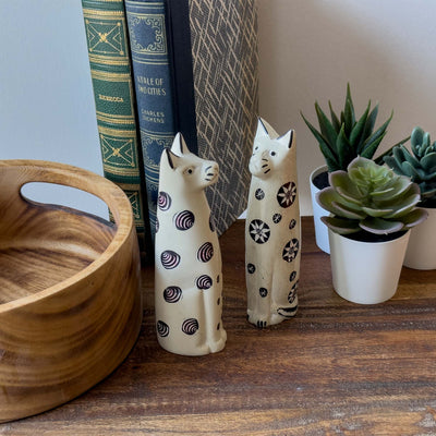 Soapstone Sitting Cat - Mixed Design in Neutrals