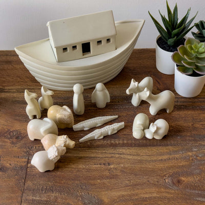 15-Piece Noah's Ark Carved Soapstone Set