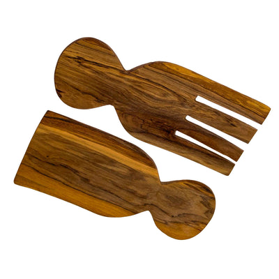 Four Prong Olive Wood Serving Set