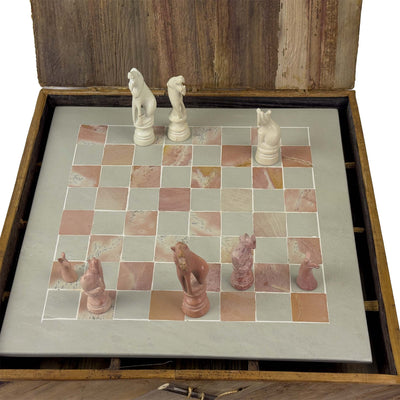 Soapstone Hand-Carved Chess Set - Safari Animal Pieces