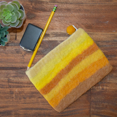 Honey Stripe Zipper Pouch - Yellow