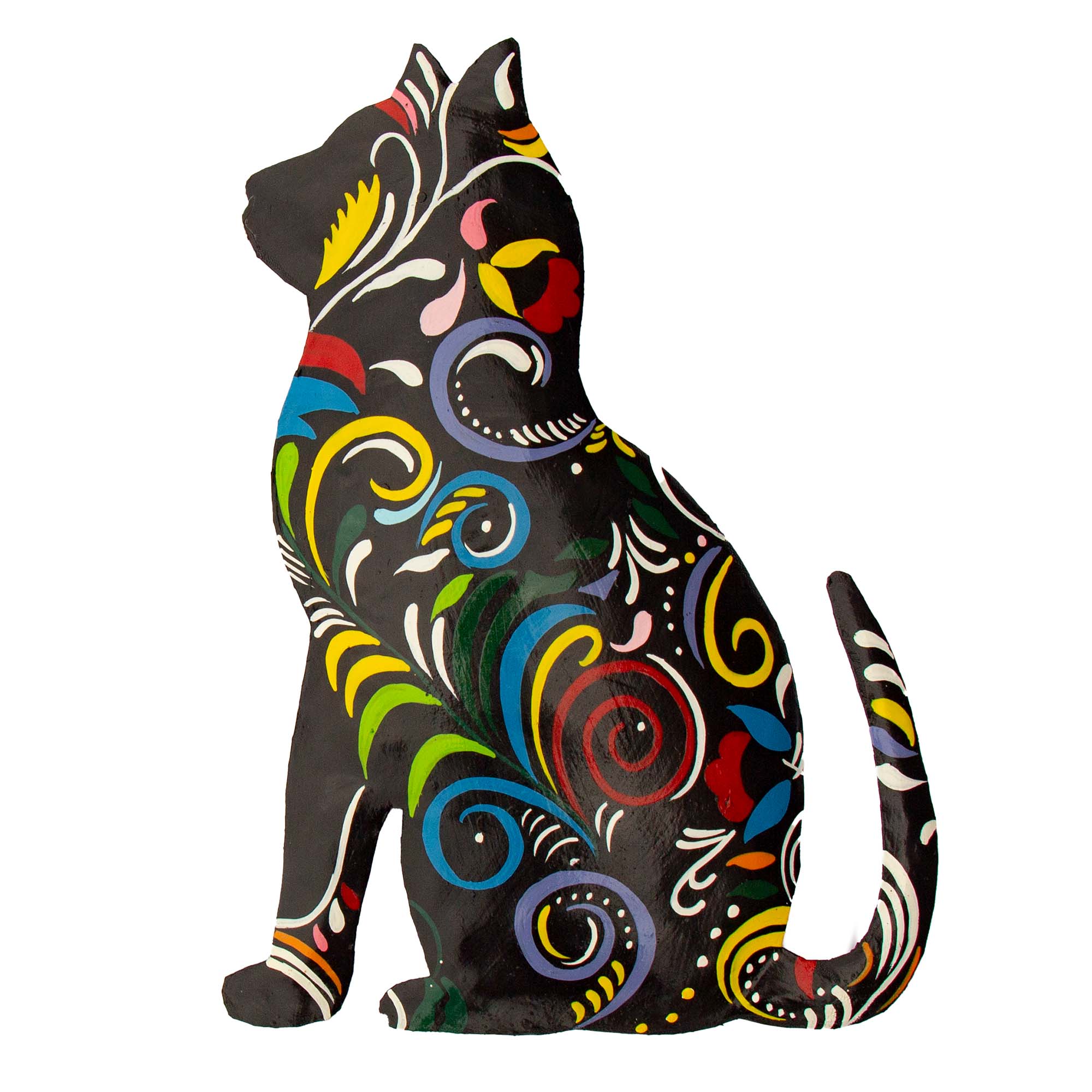 2NDs MINOR IMPERFECTIONS - Thoughtful Kitty Painted Haitian Steel Drum Wall Art, 14.5 inch