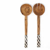 Olive Wood Serving Set, Diamond Batik Handles