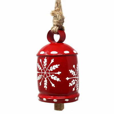 Recycled Rustic Red and White Snowflake Chime Irong Hanging Bell