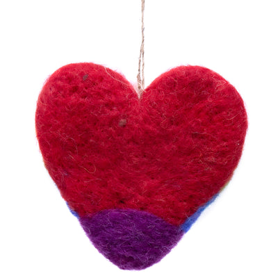 Rainbow Heart Dove Handmade Felt Ornament