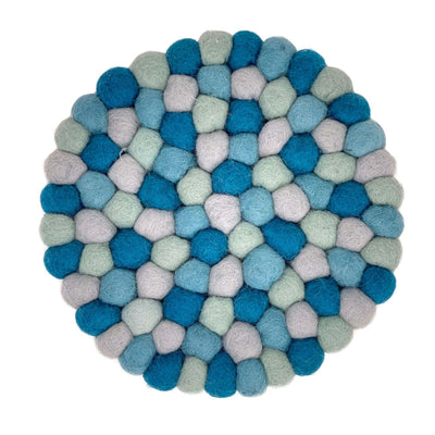 Felt Ball Trivet: Round, Ocean Sky